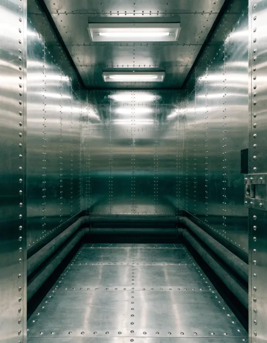Freight elevator cabin in heavy-duty stainless steel